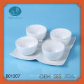 Petit bol en céramique avec plaque, cuvette en céramique certificant SGS / FDA / LFGB avec plaque, ensembles de cuvettes en porcelaine